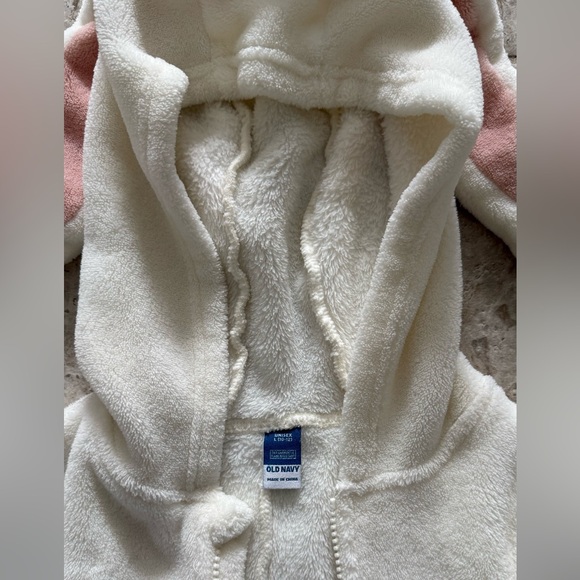 Gender-Neutral Bunny Sherpa One-Piece Pajama for Kids Size 10-12 - Picture 2 of 2